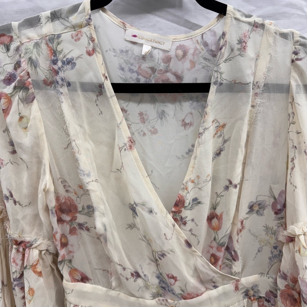 LoveShackFancy Leah Midi Dress, 100% Silk Outer Lining - Picture 5 of 8